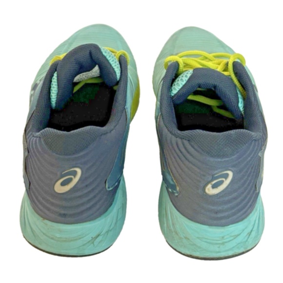 Asics FuzeGel T689N Blue Green Lime Running Shoes Lace Up FuzeX Women's 8.5US - Picture 8 of 13